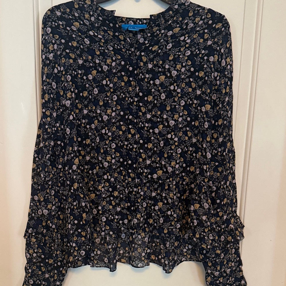 MIH Jeans Ingrid Shirt Vine Leaves Print Silk Georgette.NWOT Size S NWOT